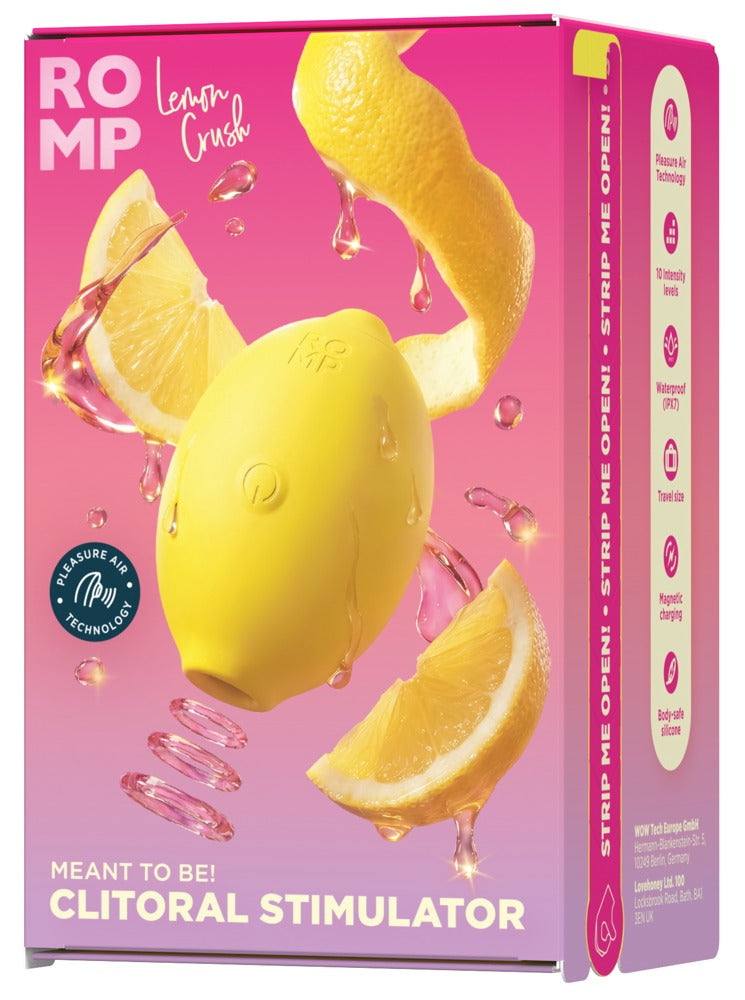 ROMP Lemon Crush i förpackning med USB-laddkabel
