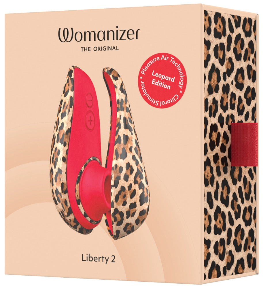 Womanizer Liberty 2 Leopard i förpackning med USB-kabel