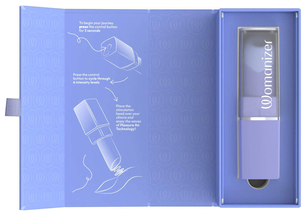 Förpackning till Womanizer Beauty Lilac läppstiftsvibrator