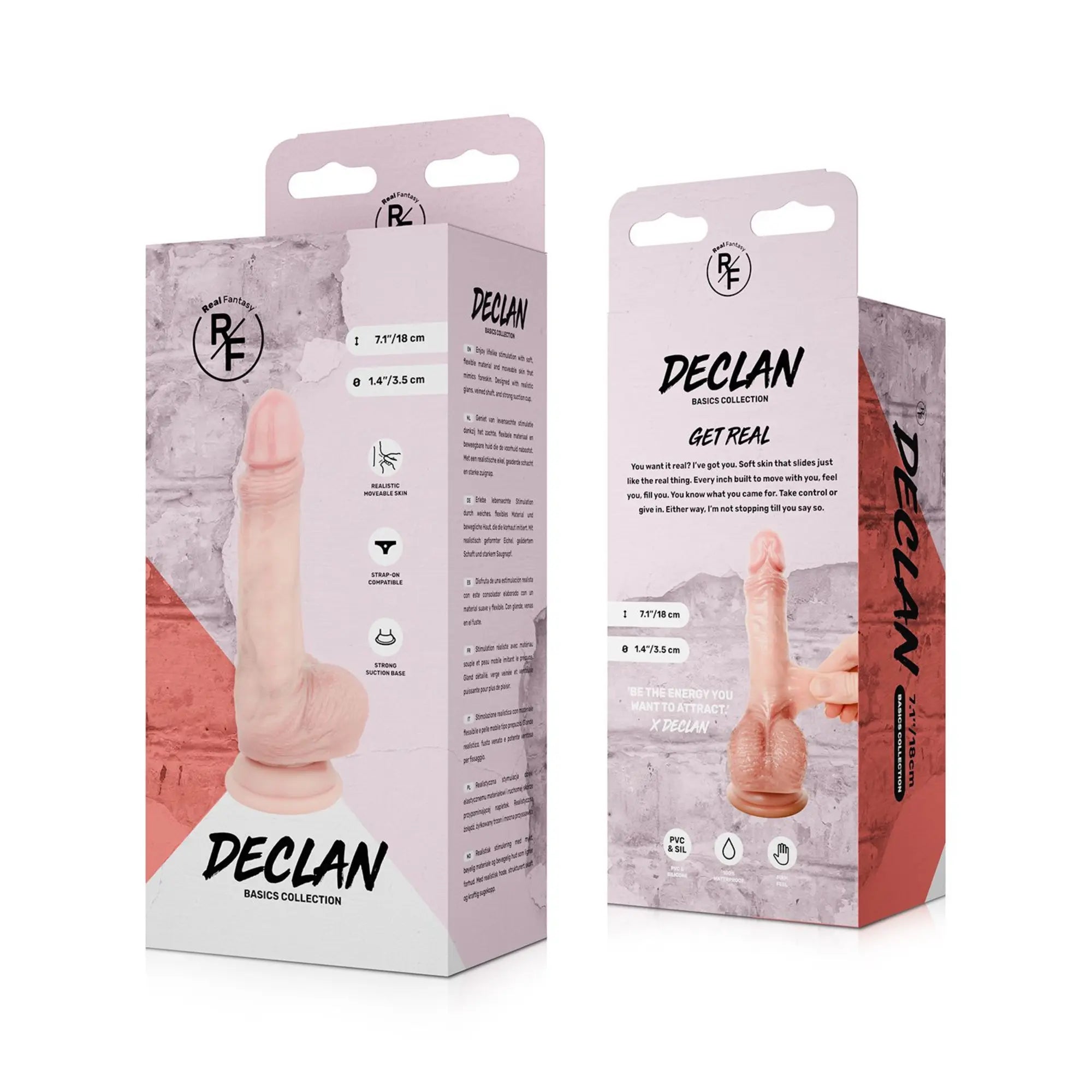 Kartongbild till Real Fantasy Declan Realistic Dildo with Sliding Foreskin 18 cm