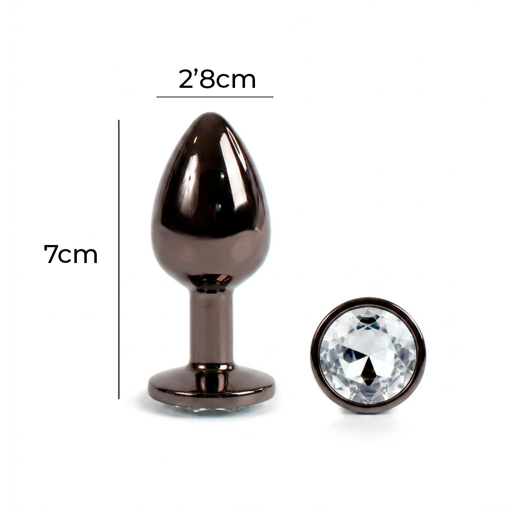 Måttbild på Secret Play Metal Butt Plug Gunmetal, 2,8 cm diameter