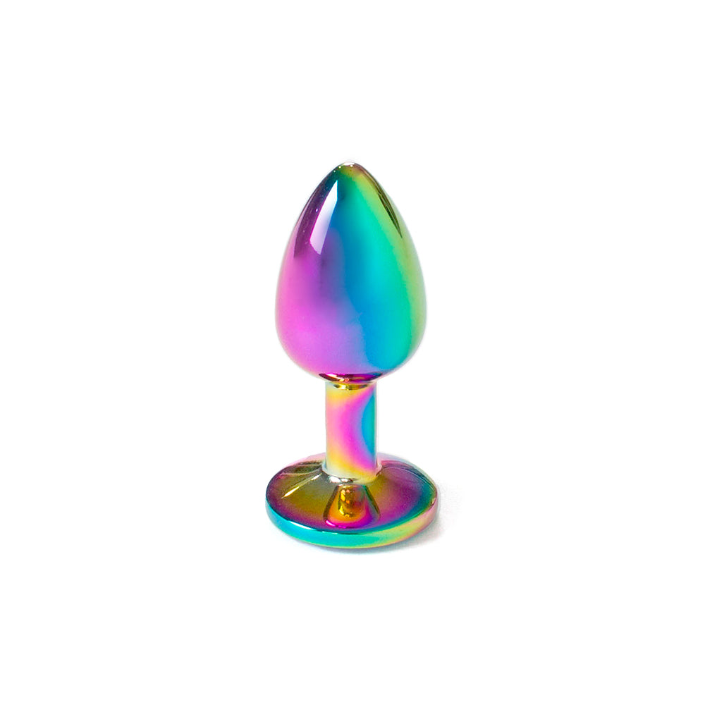 Regnbågsfärgad juvel i basen på metallplugg från Secret Play
