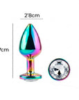 Måttbild på Secret Play Metal Butt Plug Rainbow, 2,8 cm diameter