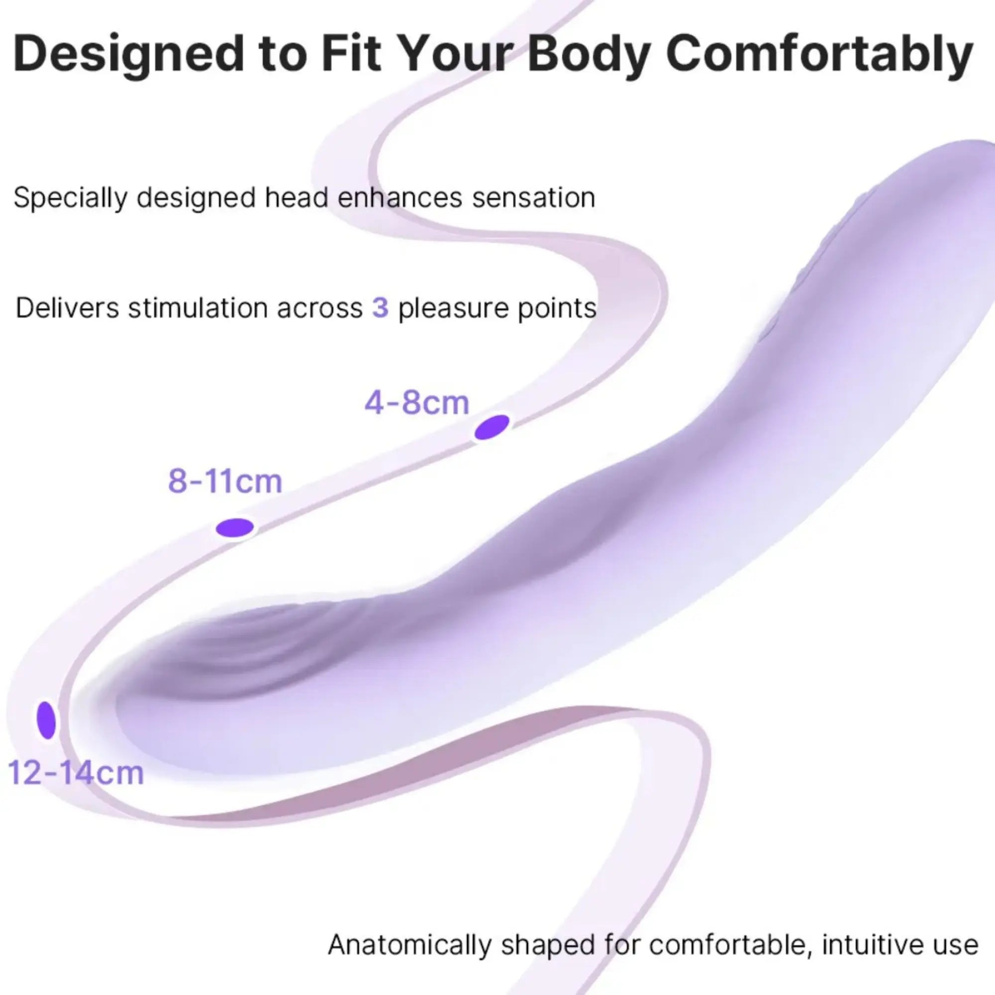 Förklarande bild över storleken av Svakom Selena Heated Vibrator Lavender