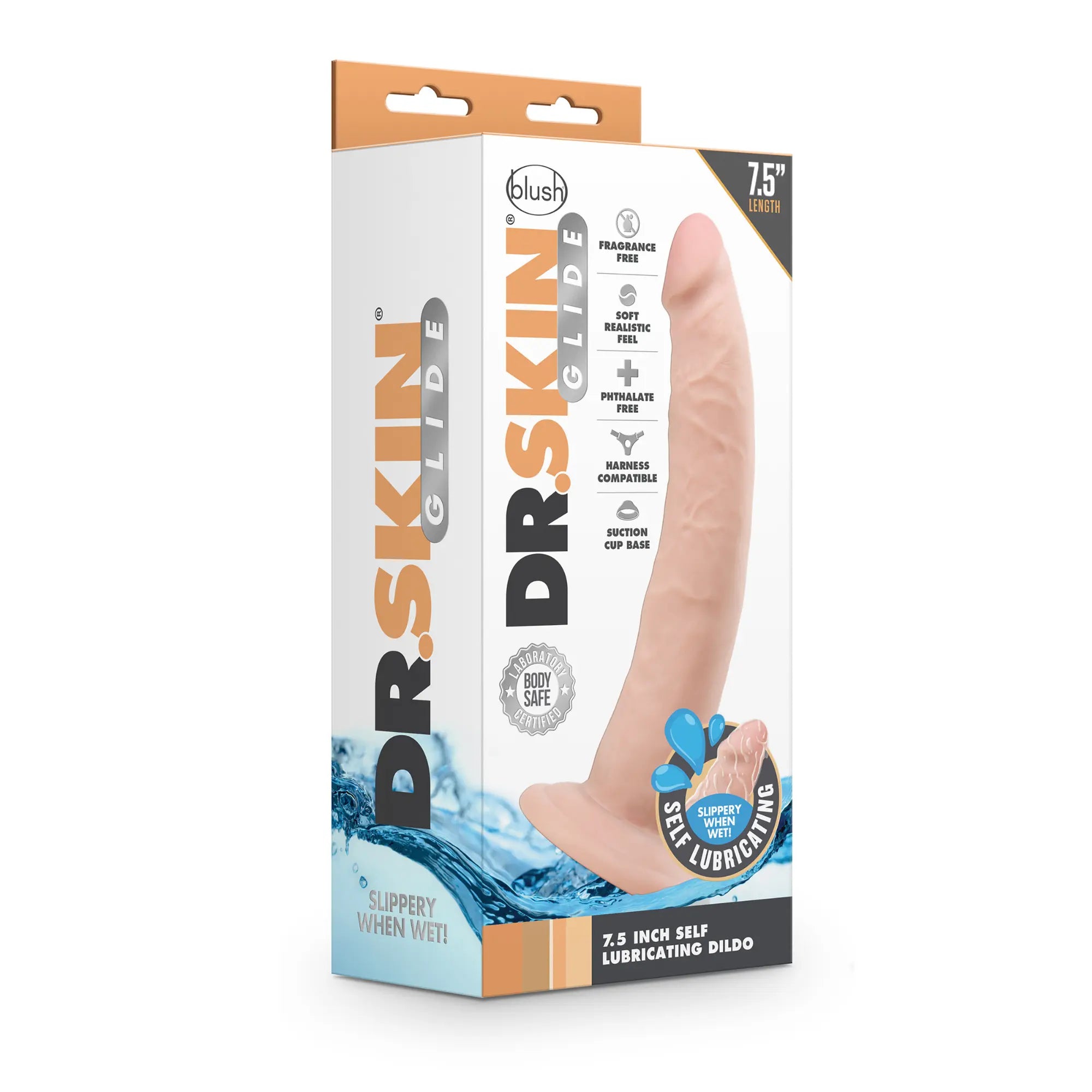 Kartongen till produkten Dr. Skin Realistic Dildo Flesh 19,5 cm Självsmörjande