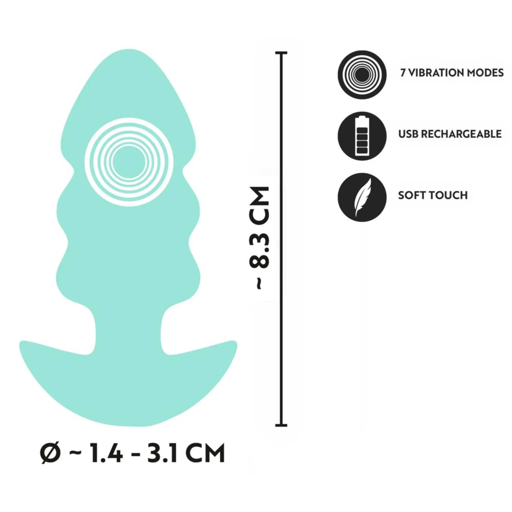 En informationsbild på produkten Cuties Vibrerande Buttplug Green