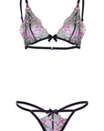 Floral Sheer Bra & G-string mot vit bakgrund.