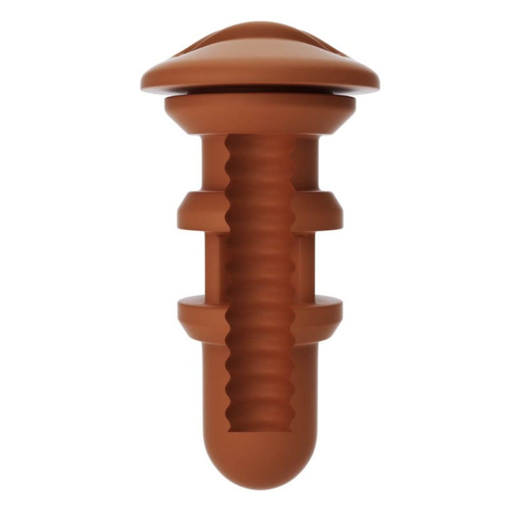 insidan av Autoblow A.I. Silicone Mouth Sleeve - Brown mot vit bakgrund