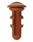 insidan av Autoblow A.I. Silicone Mouth Sleeve - Brown mot vit bakgrund