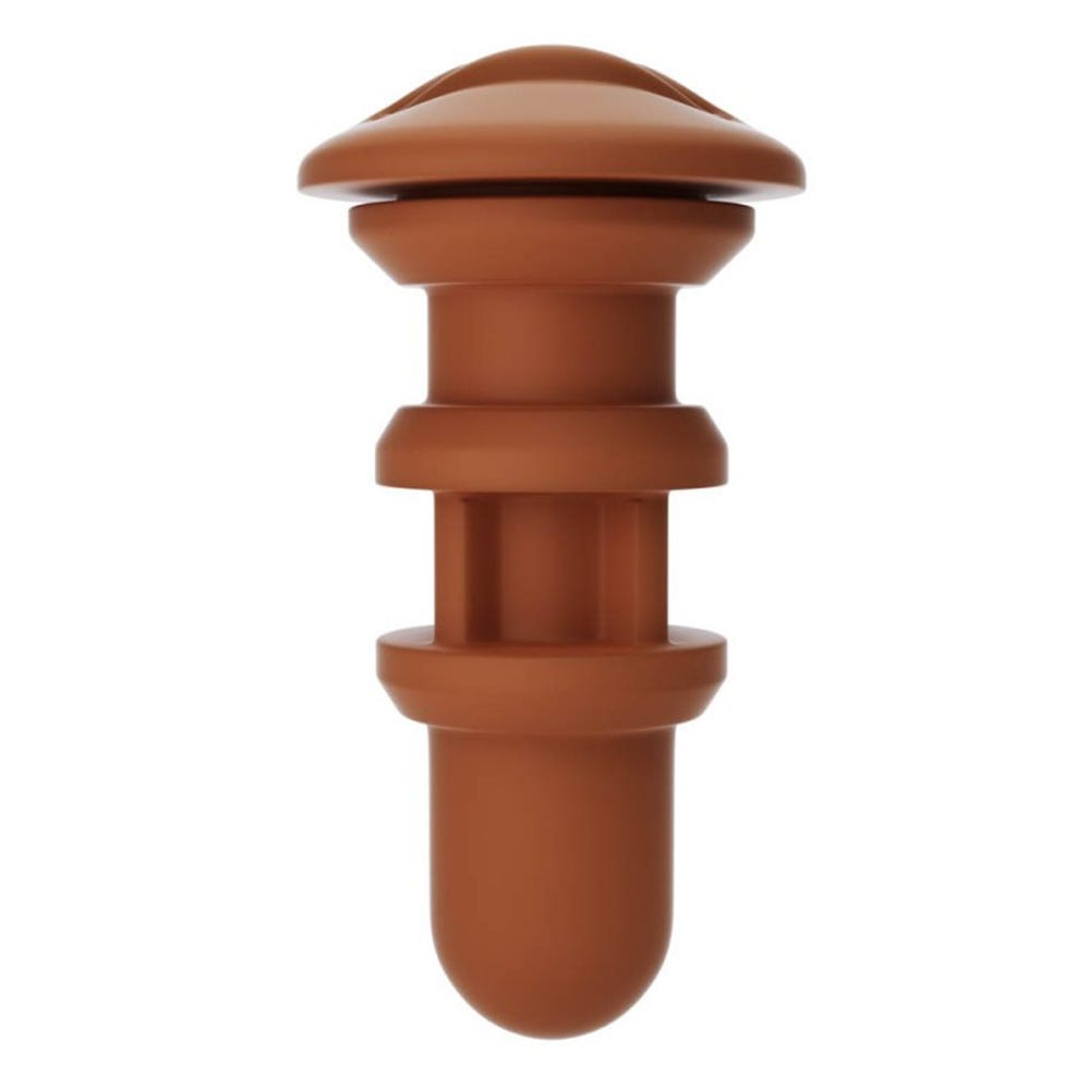 Autoblow A.I. Silicone Mouth Sleeve - Brown mot vit bakgrund.