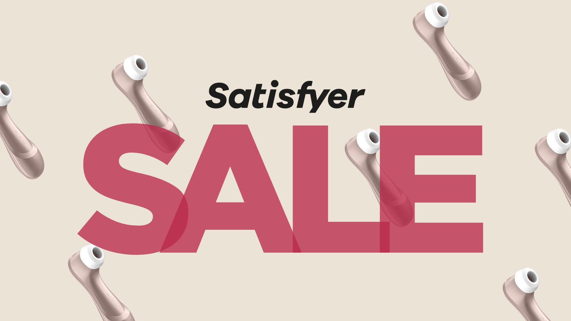 Beige bild med flera Satisfyer Pro 2 Generation 2 på med texten Satisfyer SALE