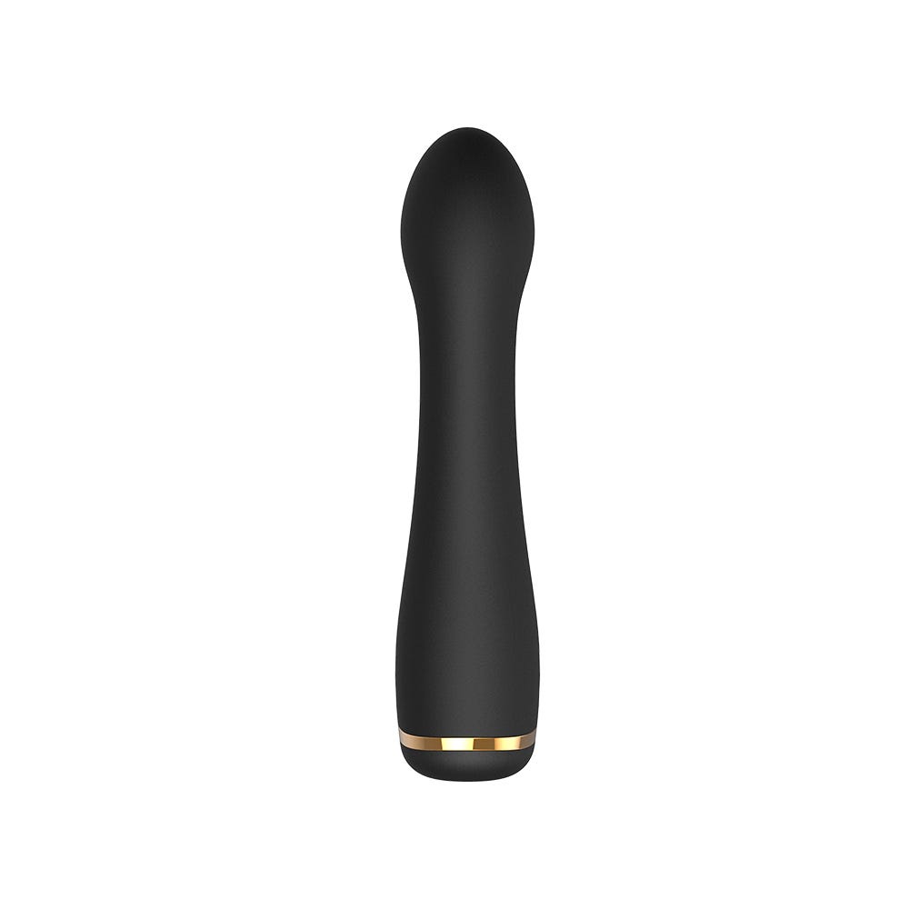 Elite Juliette G-punktvibrator baksida ståendes mot vit bakgrund.