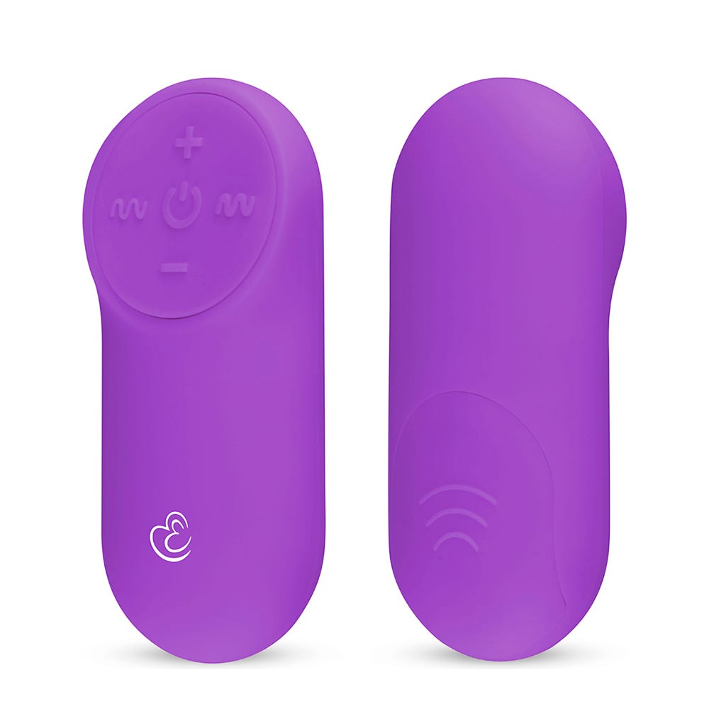 Easytoys Remote Control Vibrating Egg Lila fjärrkontroll ståendes mot vit bakgrund.