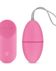 Easytoys Remote Control Vibrating Egg Rosa och fjärrkontroll ståendes mot vit bakgrund.