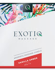 Exotiq Massage Candle Vanilla Amber produktförpackning mot vit bakgrund.