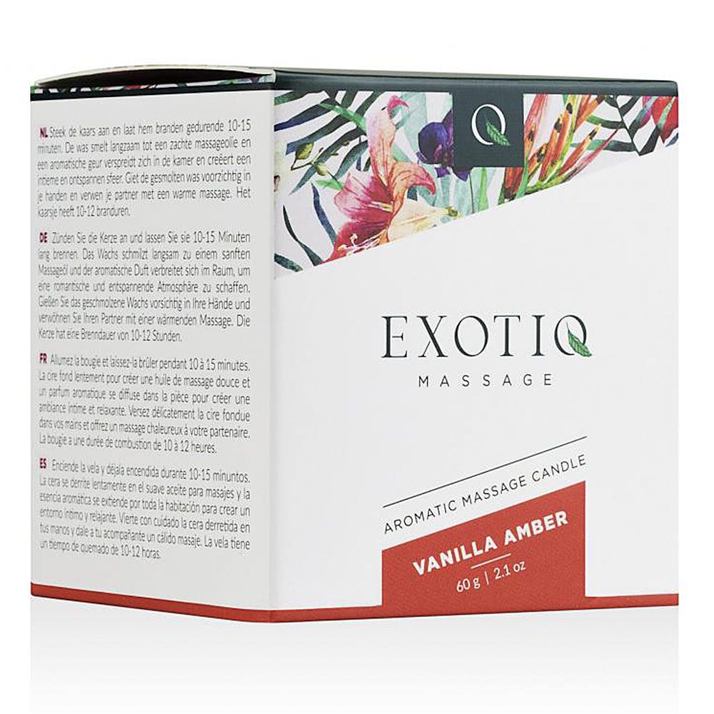 Exotiq Massage Candle Vanilla Amber Small produktförpackning mot vit bakgrund.