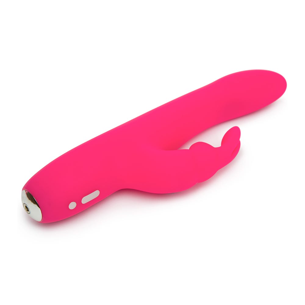 Happy Rabbit Slimline Curve Rabbit Vibrator liggandes mot vit bakgrund.