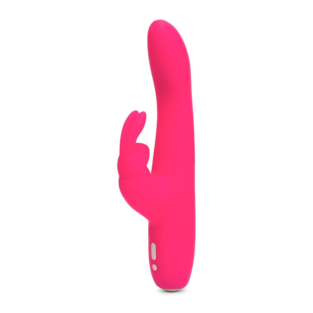 Happy Rabbit Slimline Curve Rabbit Vibrator ståendes mot vit bakgrund.