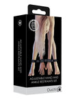 Justerbart hand- och vristset för bondage, svart