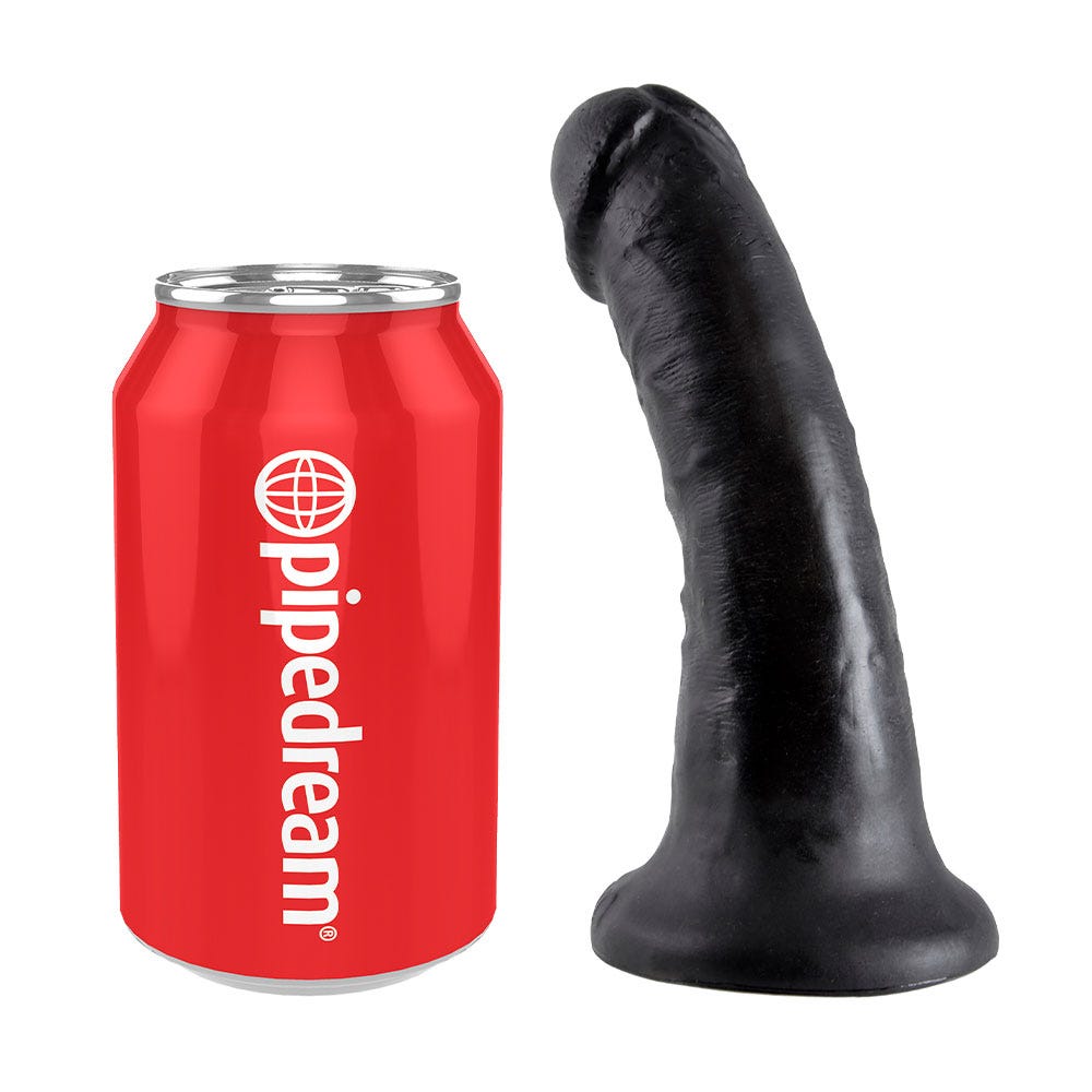 King Cock Dildo 15 cm Black bredvid en pantburk mot vit bakgrund.