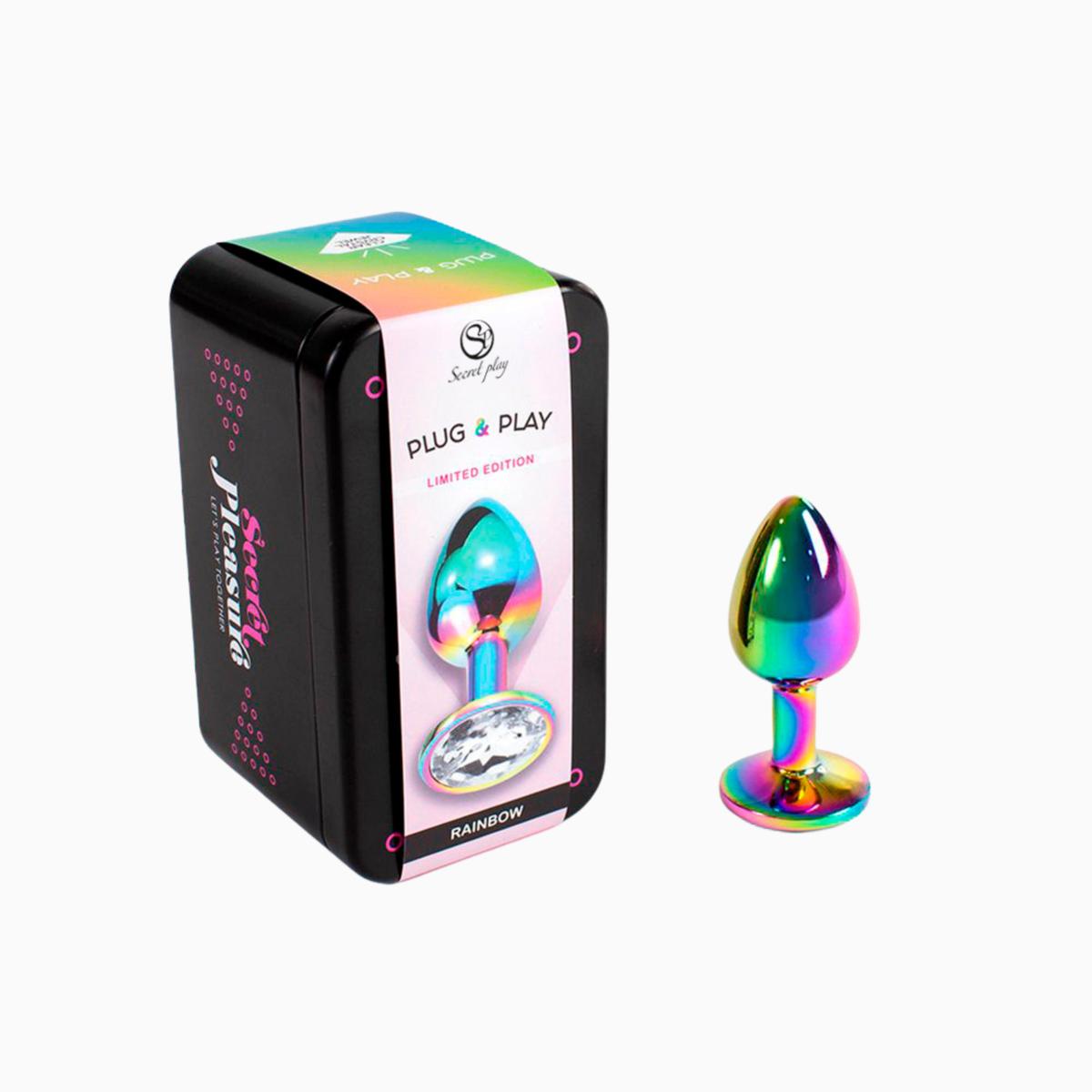 Secret Play Metal Butt Plug Rainbow – juvelprydd nybörjarplugg i metall