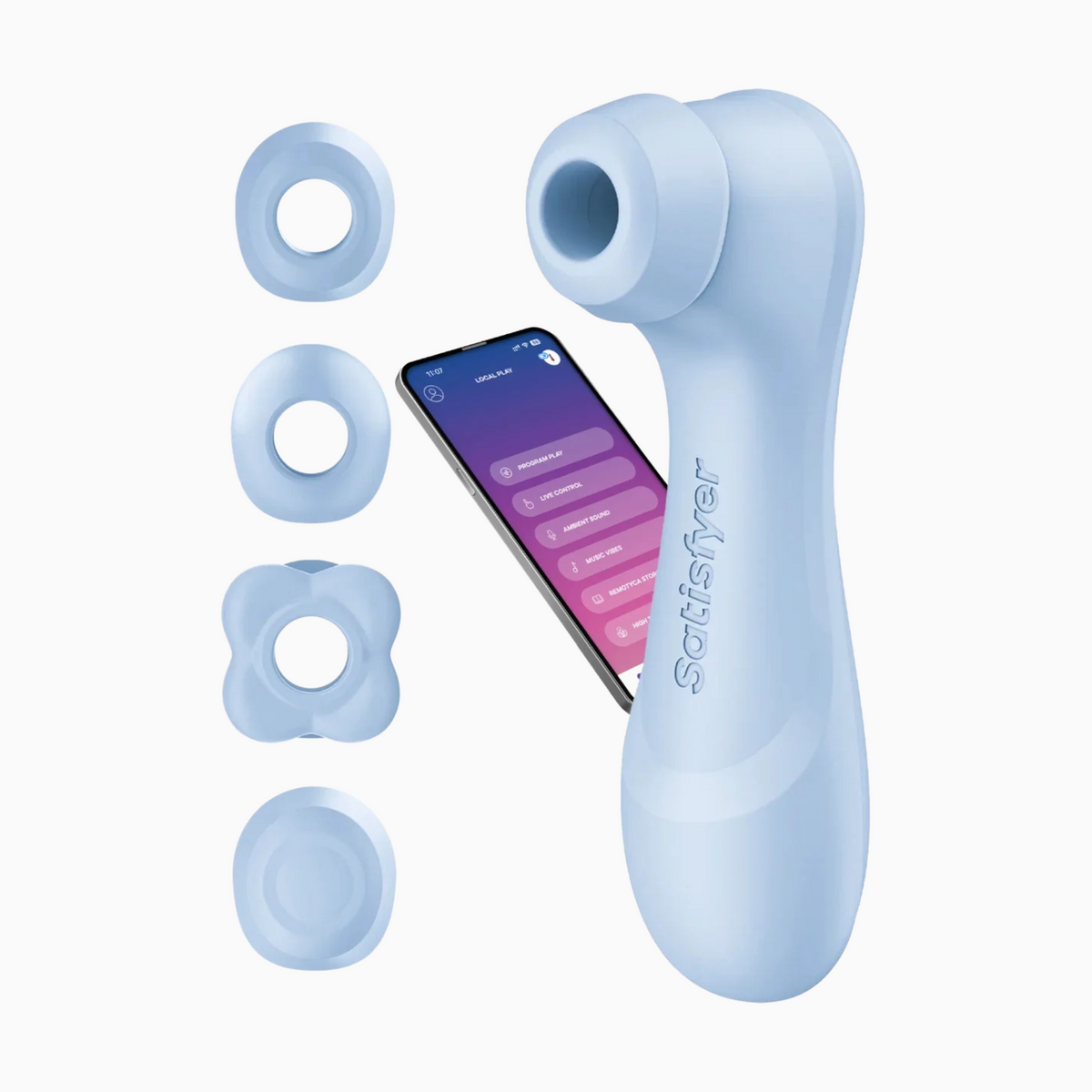 Satisfyer Pro 2 Generation 4 i Serene Blue – lufttrycksvibrator med fyra toppar