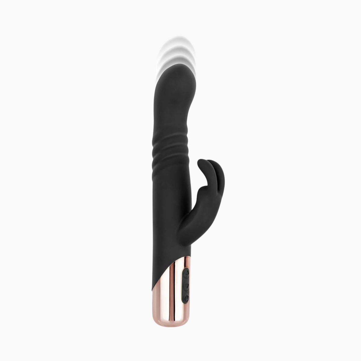 Rosy Gold Rabbit Vibrator med stötfunktion i svart och roséguld