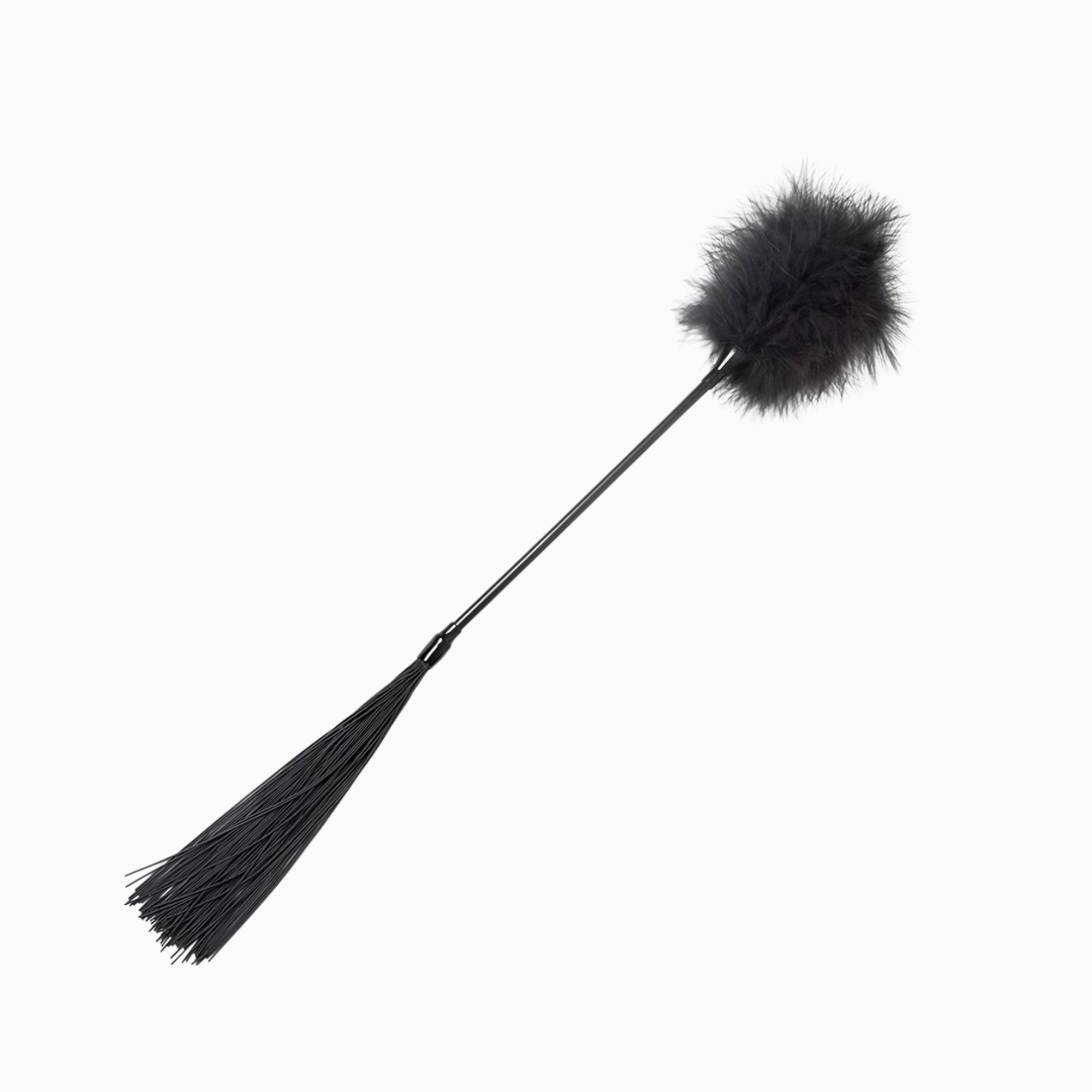 Feather Tickler &amp; Whip i svart – tvåsidig fjädervippa och piska