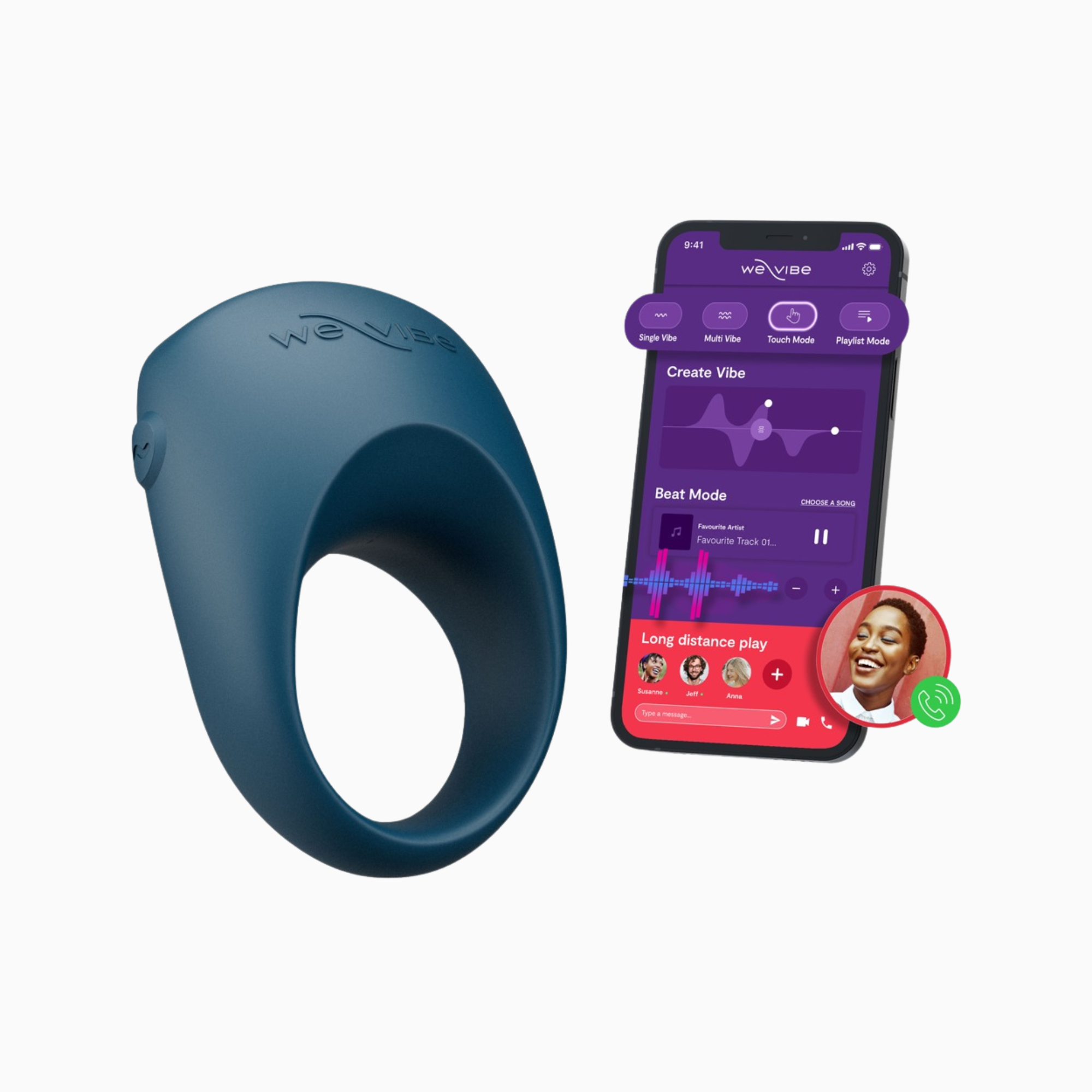 We-Vibe Pivot 2 vibrerande penisring i blått