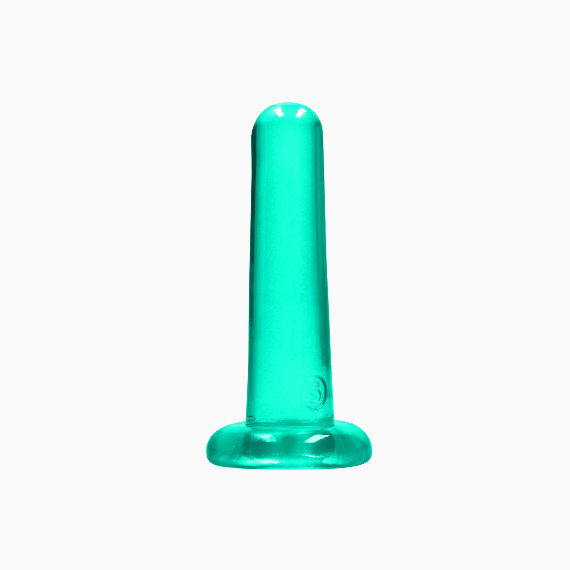 RealRock Crystal Clear – genomskinlig turkos dildo med sugpropp, 13,5 cm