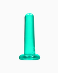RealRock Crystal Clear – genomskinlig turkos dildo med sugpropp, 13,5 cm