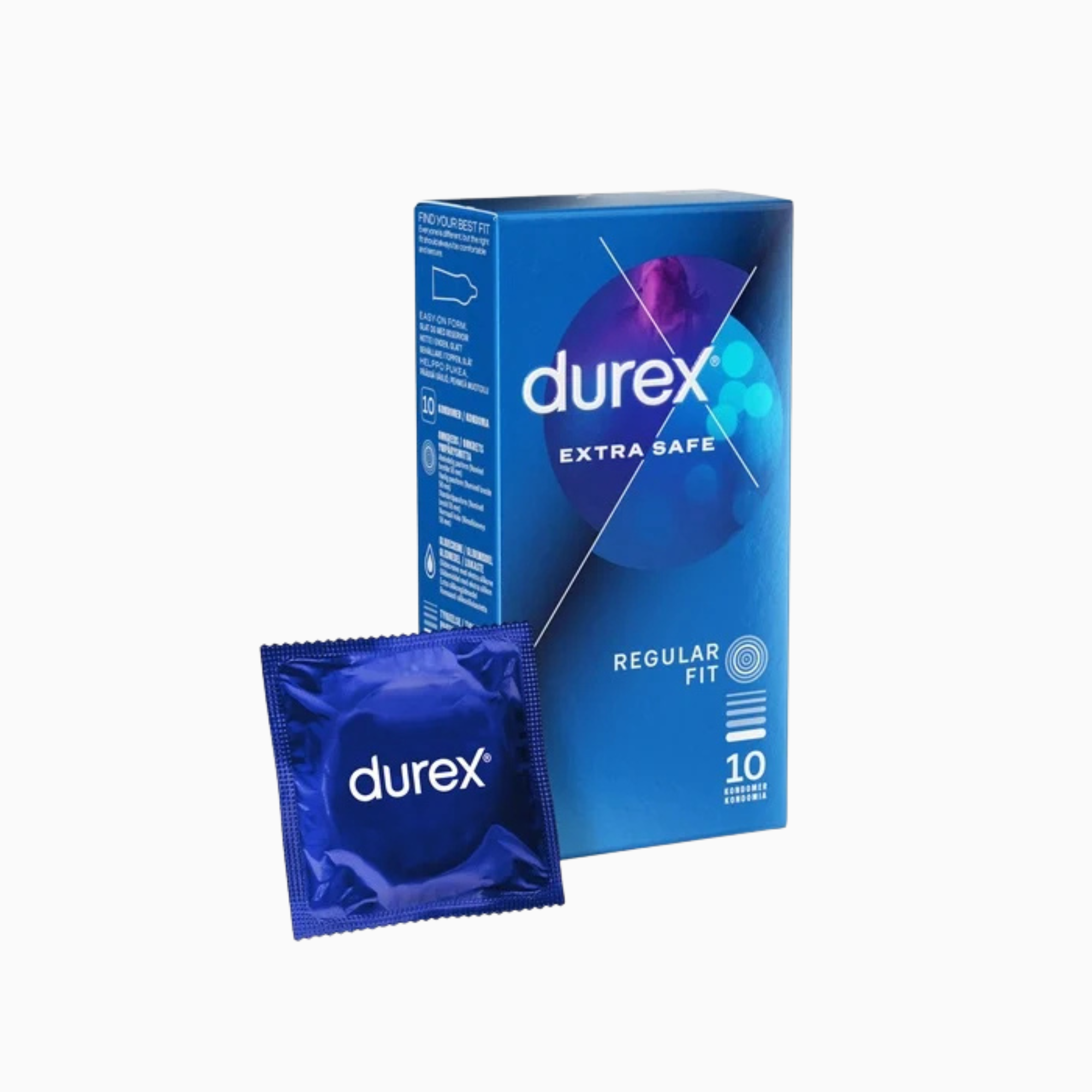 Durex Extra Safe – lite tjockare kondomer med extra glidmedel, 10-pack