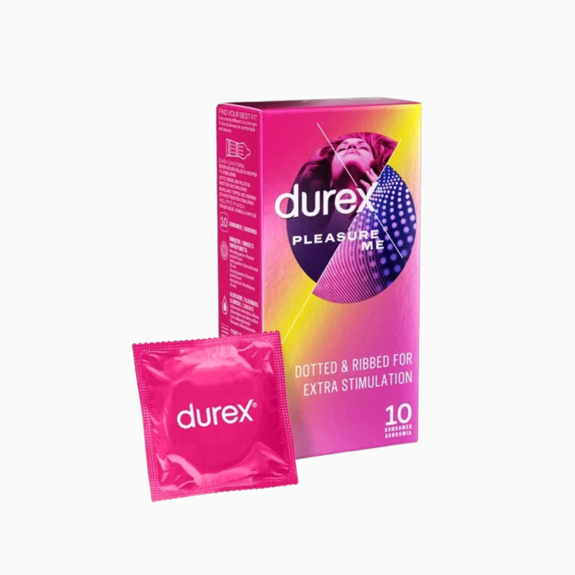 Durex Pleasure Me – strukturerade kondomer med knoppar och räfflor, 10-pack
