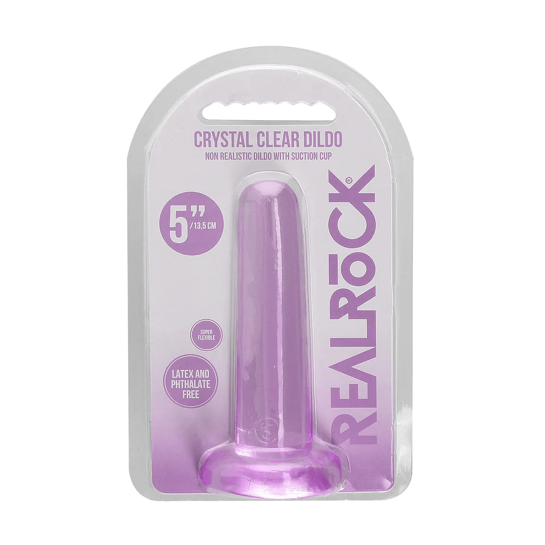 Förpackningen till RealRock Crystal Clear Dildo med Sugkopp 13,5 cm