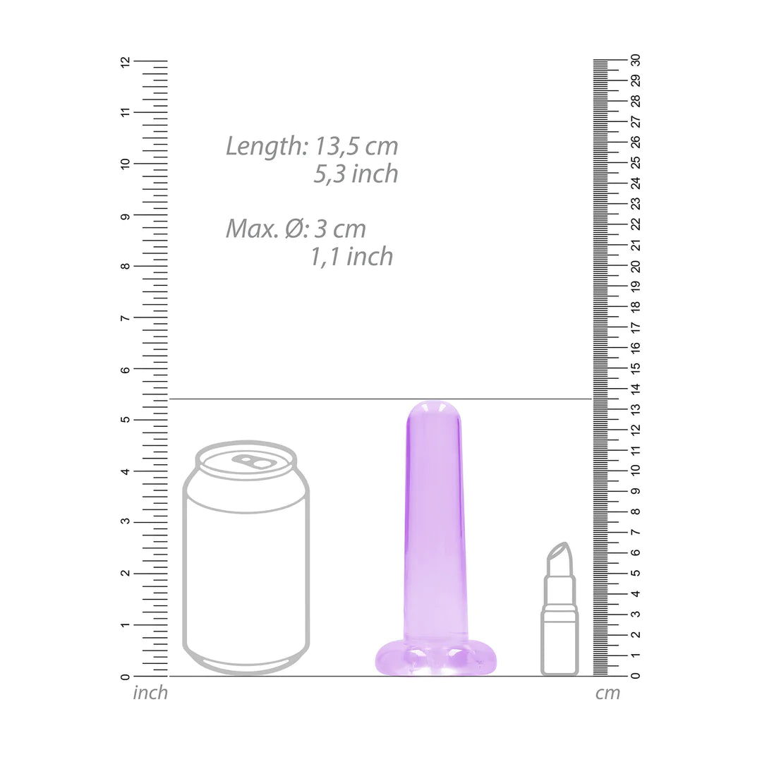 Bilden visar storleken på RealRock Crystal Clear Dildo med Sugkopp 13,5 cm