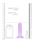Bilden visar storleken på RealRock Crystal Clear Dildo med Sugkopp 13,5 cm