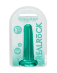 RealRock Crystal Clear turkos dildo, närbild på sugproppen