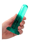 Turkos genomskinlig RealRock Crystal Clear dildo, sidovy