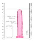 Rosa RealRock dildo i TPE med ådrad yta, 23 cm instickslängd