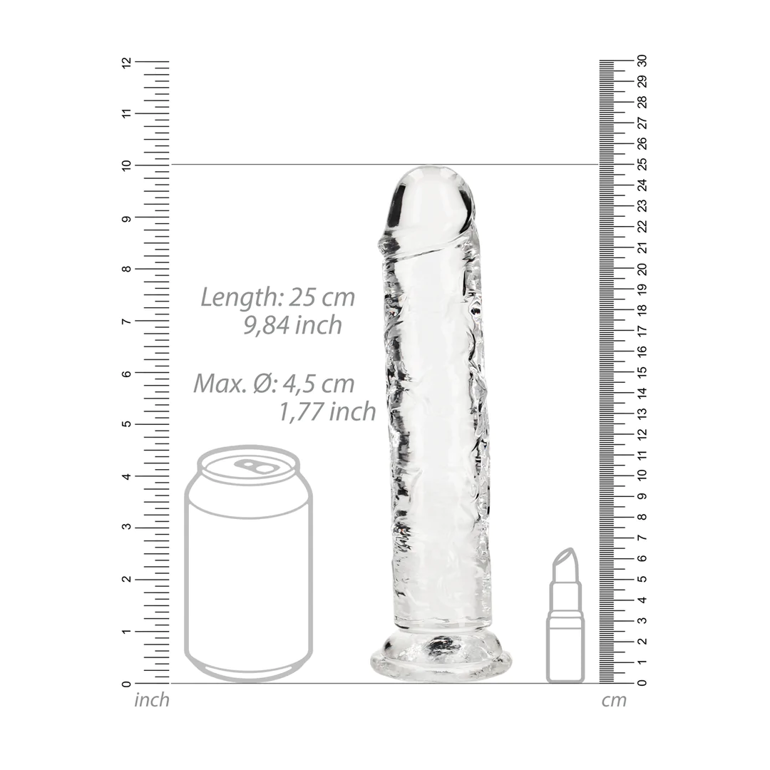 RealRock Crystal Clear dildo med sugpropp – handsfree mot släta ytor