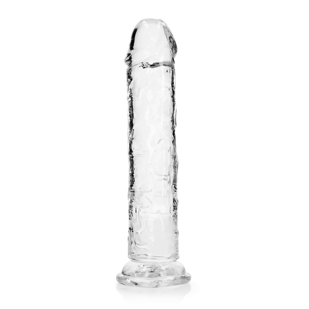 RealRock Crystal Clear genomskinlig dildo 23 cm med sugpropp