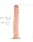 RF Shawn Realistic Dildo dimensioner mot vit bakgrund.