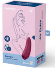 Satisfyer Curvy 1+ Rose Red Appstyrd Lufttrycksvibrator förpackning mot vit bakgrund.