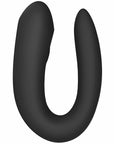 Satisfyer Double Joy Black Appstyrd Parvibrator från sidan. U-form i svart färg mot vit bakgrund.