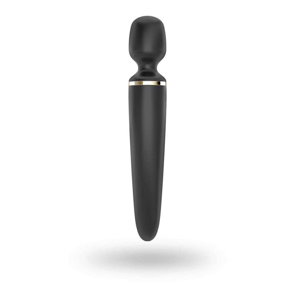 Satisfyer Wand-er Woman Black baksida ståendes mot vit bakgrund.