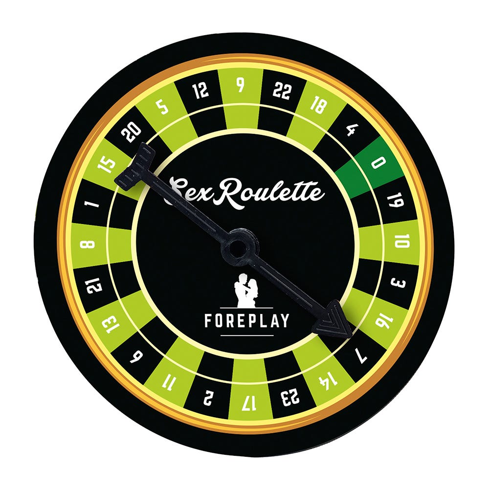 Sex Roulette Foreplay bräda sällskapsspel mot vit bakgrund.