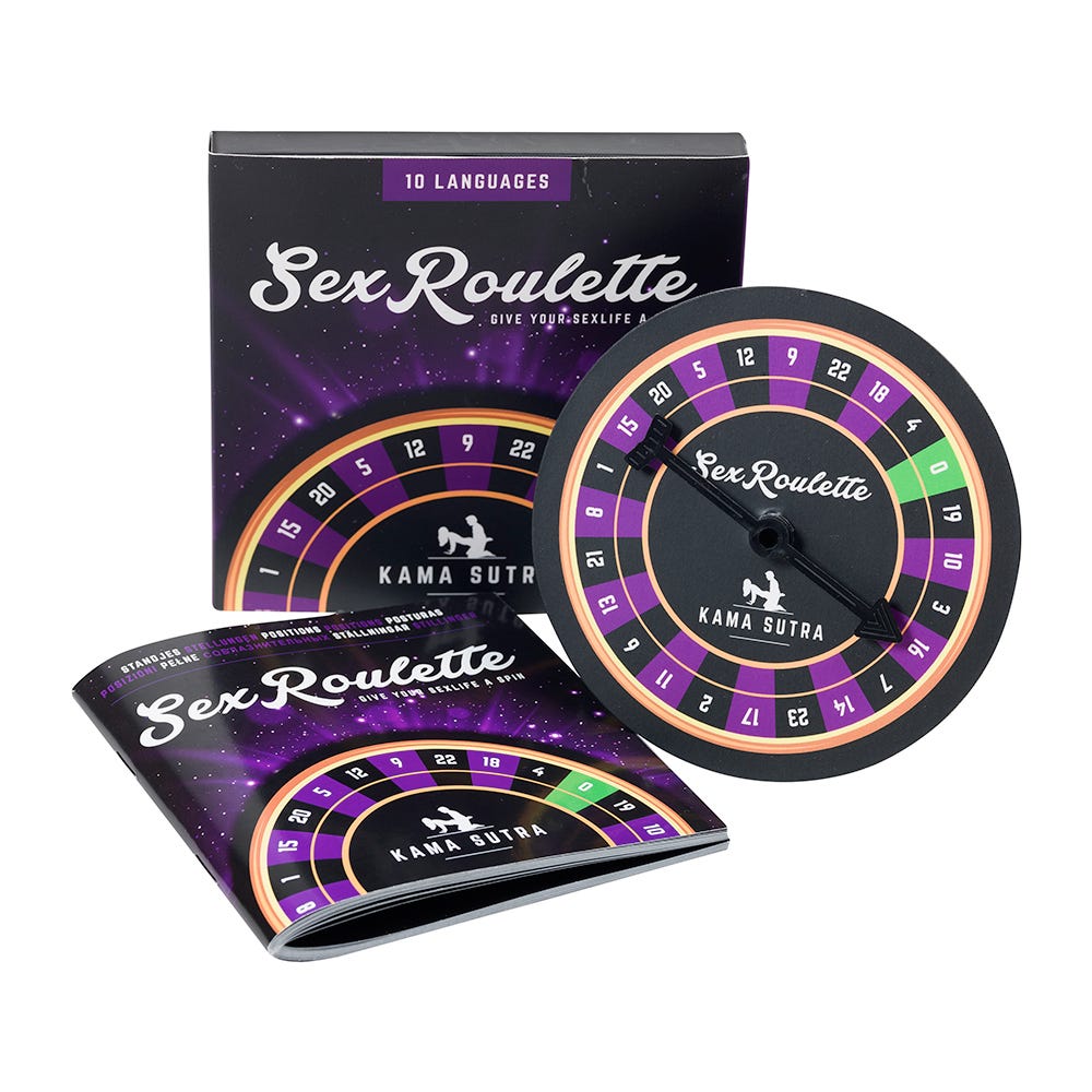 Sex Roulette Kamasutra mot vit bakgrund.