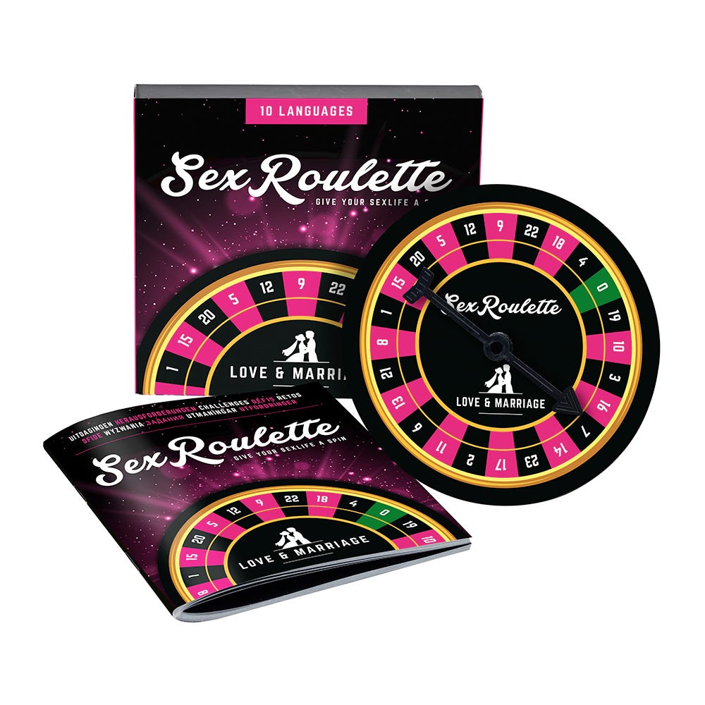 Sex Roulette Love & Marriage mot vit bakgrund.