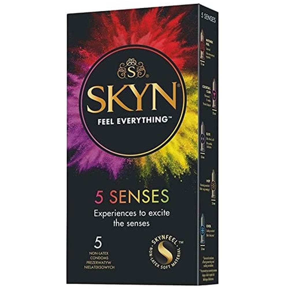 SKYN 5 Senses Latexfria Kondomer mot vit bakgrund. Köp på Lustly.se