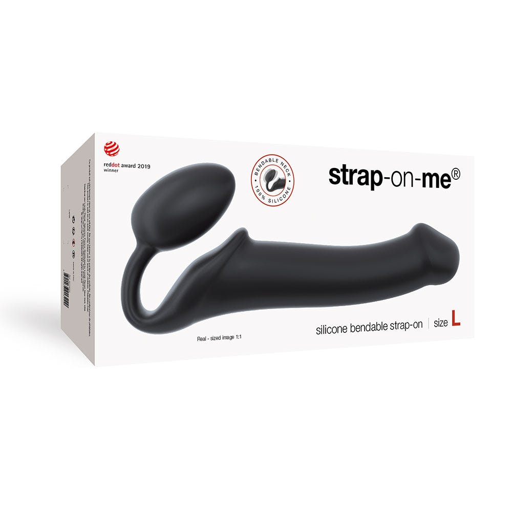 Bendable Strap-On Medium produktförpackning mot vit bakgrund.